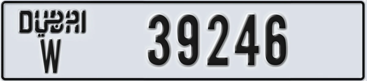 UAE License Plate Dubai W 39246