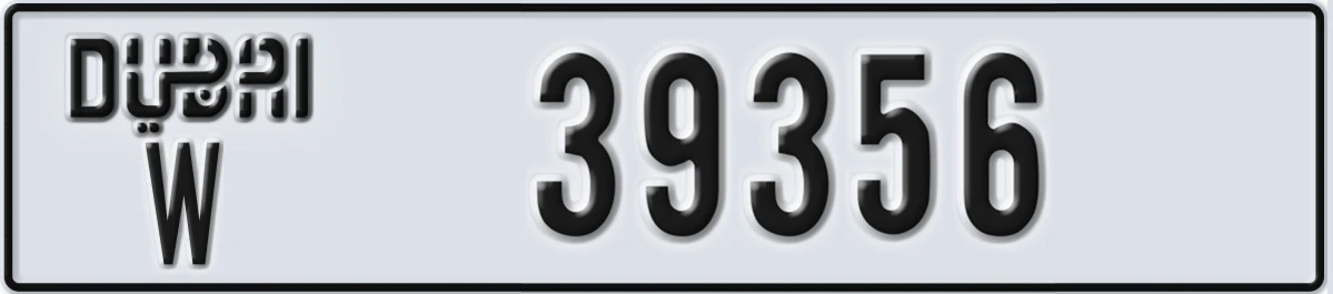 UAE License Plate Dubai W 39356