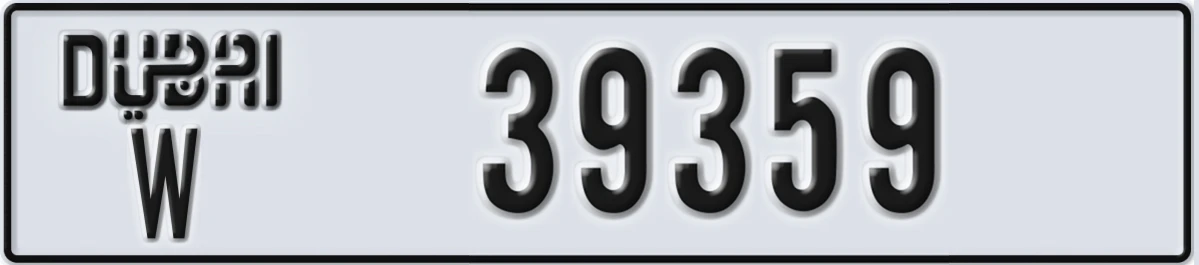 UAE License Plate Dubai W 39359