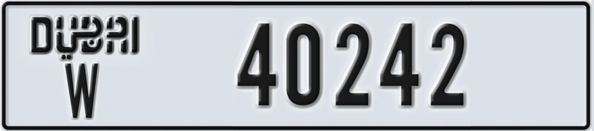 UAE License Plate Dubai W 40242