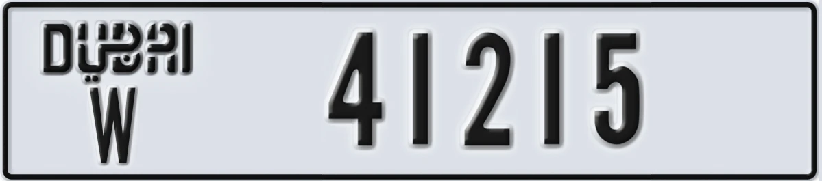 UAE License Plate Dubai W 41215