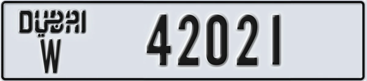 UAE License Plate Dubai W 42021