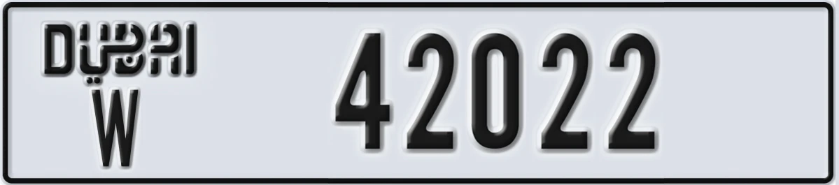 UAE License Plate Dubai W 42022