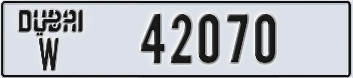 UAE License Plate Dubai W 42070