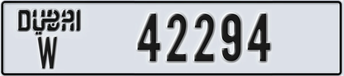 UAE License Plate Dubai W 42294