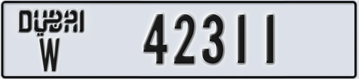UAE License Plate Dubai W 42311