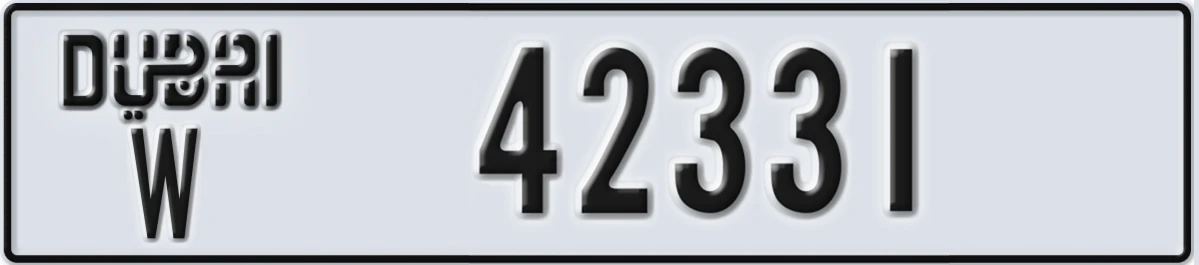 UAE License Plate Dubai W 42331