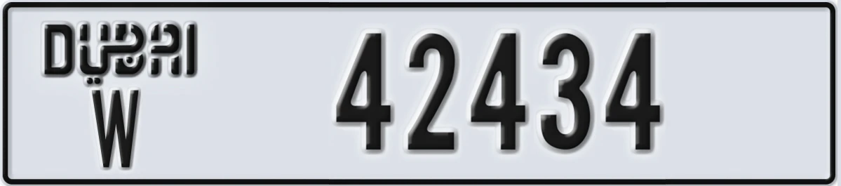UAE License Plate Dubai W 42434