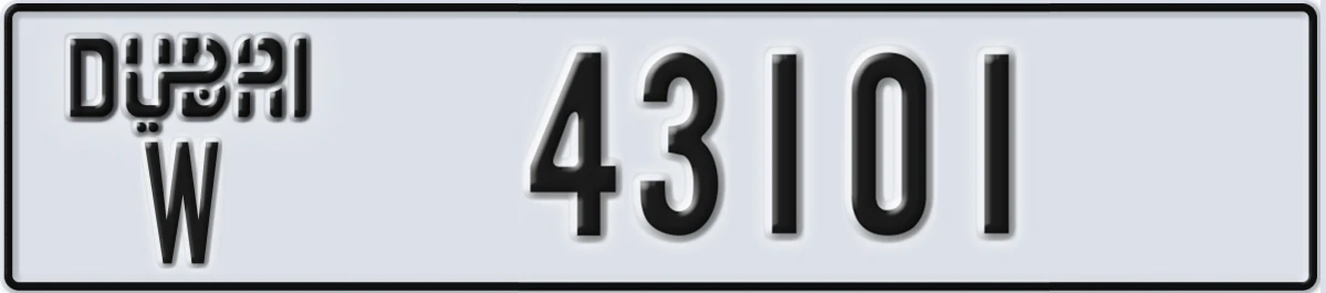 UAE License Plate Dubai W 43101