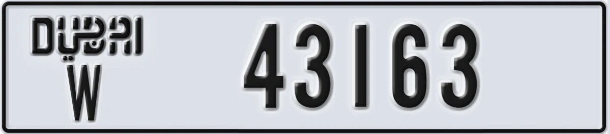 UAE License Plate Dubai W 43163