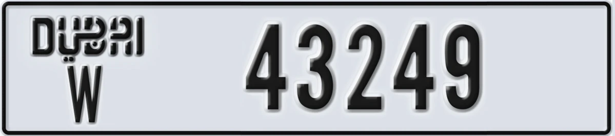 UAE License Plate Dubai W 43249