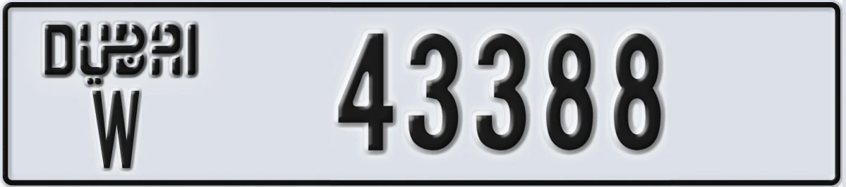 UAE License Plate Dubai W 43388