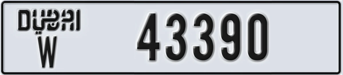 UAE License Plate Dubai W 43390