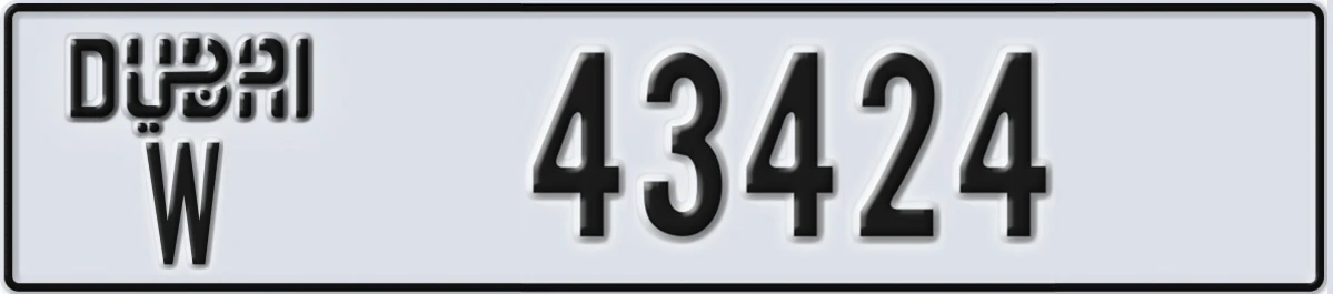 UAE License Plate Dubai W 43424