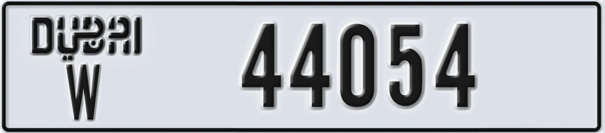 UAE License Plate Dubai W 44054