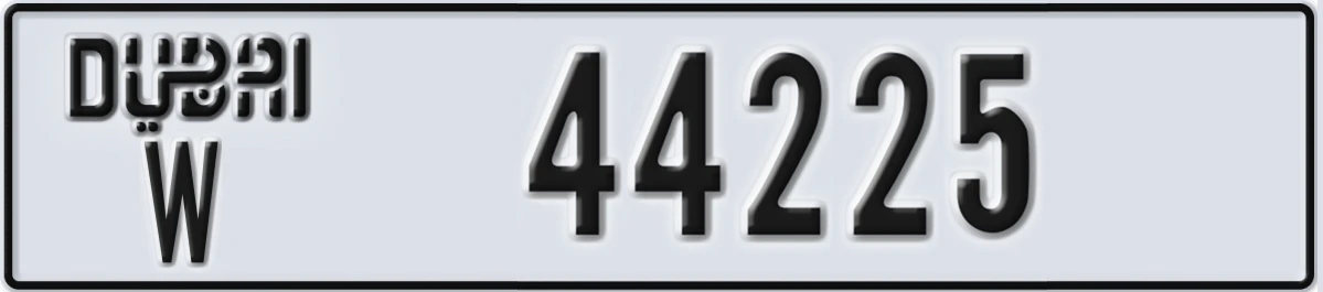 UAE License Plate Dubai W 44225