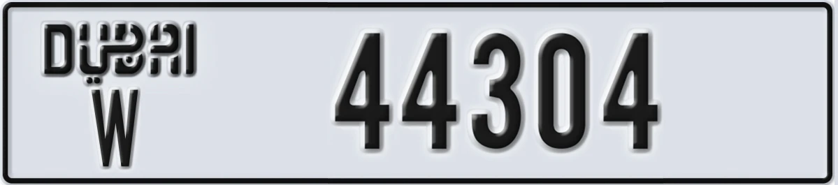 UAE License Plate Dubai W 44304