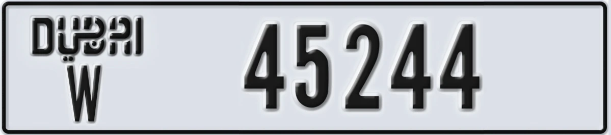 UAE License Plate Dubai W 45244