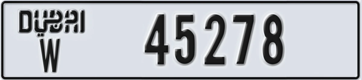 UAE License Plate Dubai W 45278