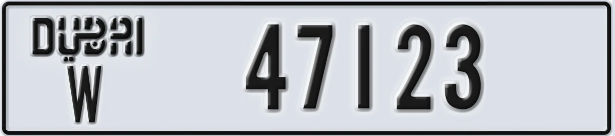 UAE License Plate Dubai W 47123