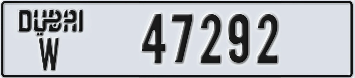 UAE License Plate Dubai W 47292