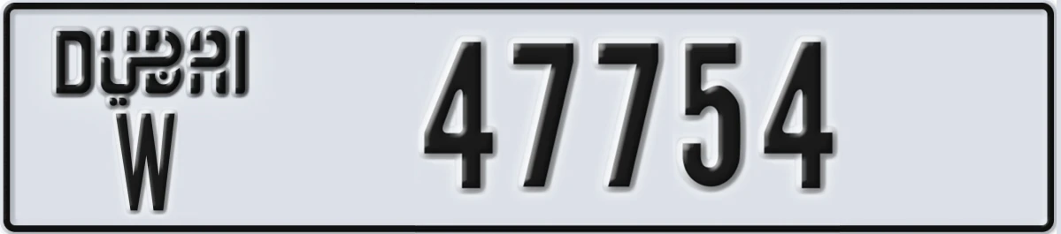 UAE License Plate Dubai W 47754