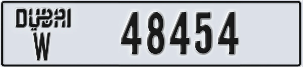 UAE License Plate Dubai W 48454