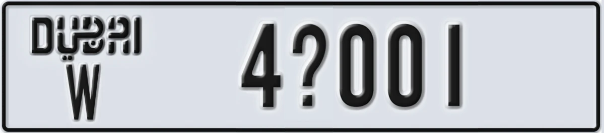 UAE License Plate Dubai W 4X001