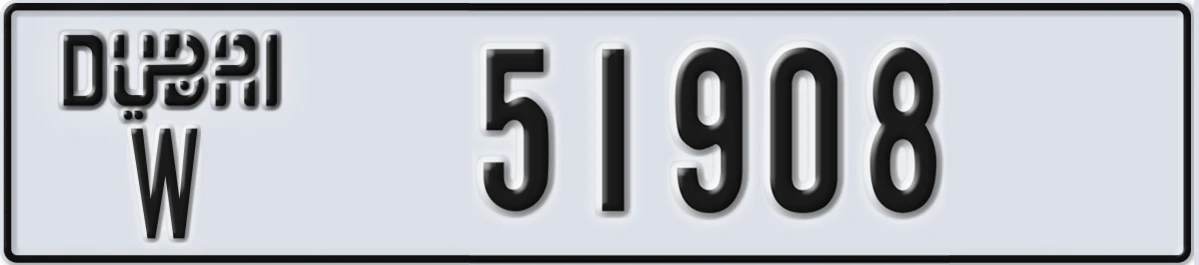 UAE License Plate Dubai W 51908