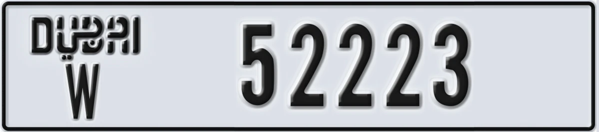 UAE License Plate Dubai W 52223