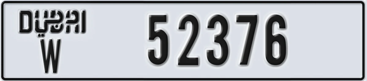 UAE License Plate Dubai W 52376