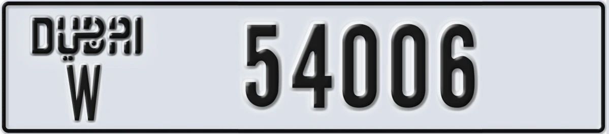 UAE License Plate Dubai W 54006