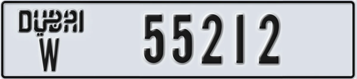UAE License Plate Dubai W 55212