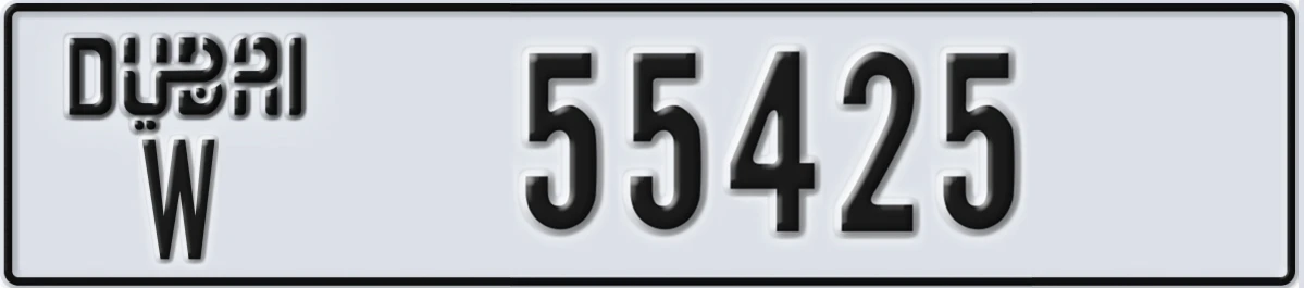 UAE License Plate Dubai W 55425
