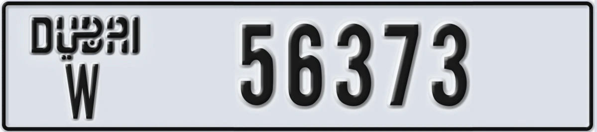 UAE License Plate Dubai W 56373