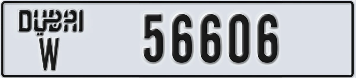 UAE License Plate Dubai W 56606