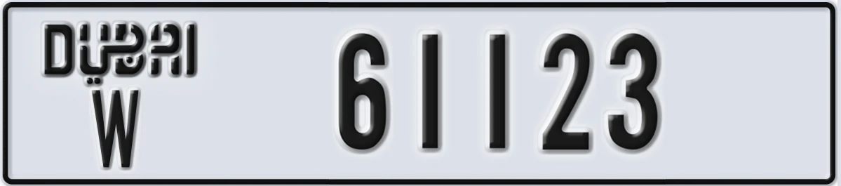 UAE License Plate Dubai W 61123