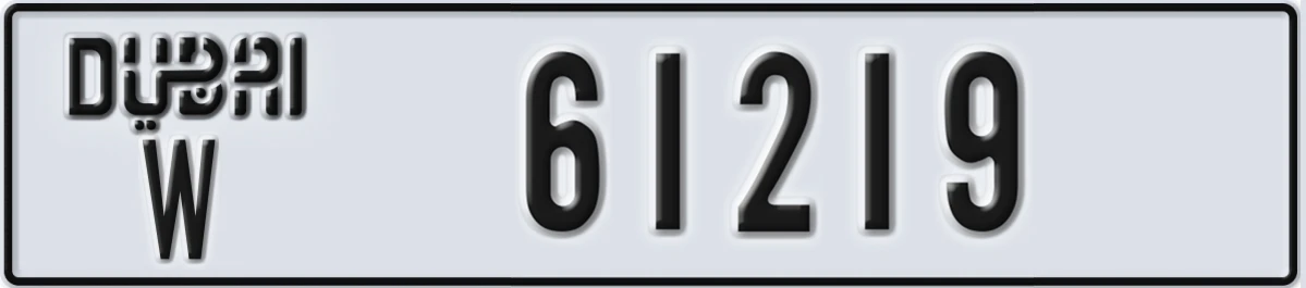 UAE License Plate Dubai W 61219