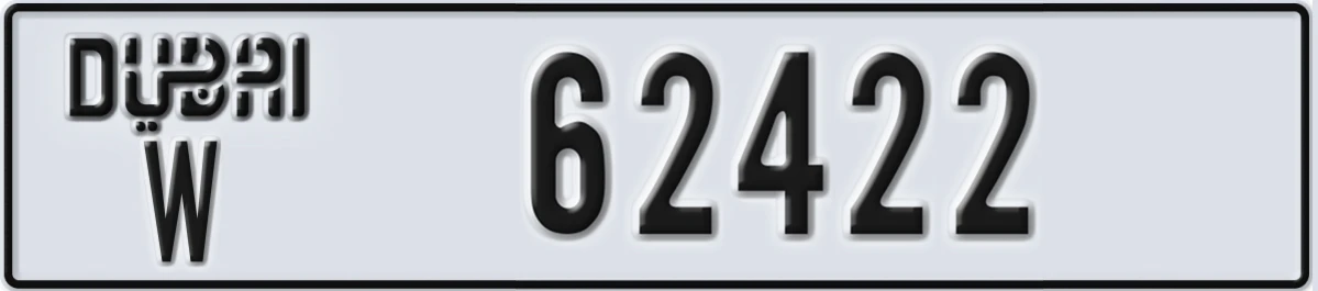 UAE License Plate Dubai W 62422