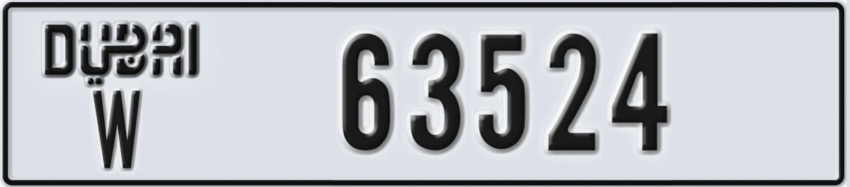 UAE License Plate Dubai W 63524