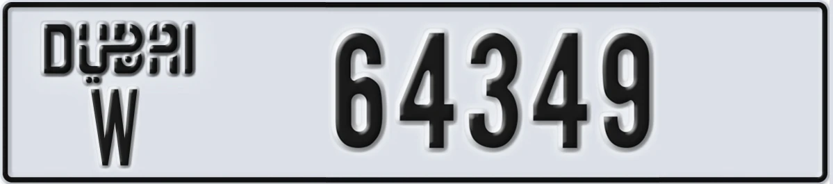 UAE License Plate Dubai W 64349