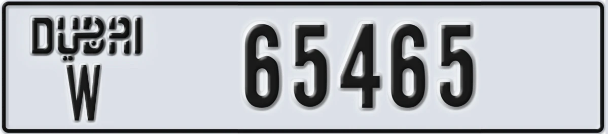 UAE License Plate Dubai W 65465