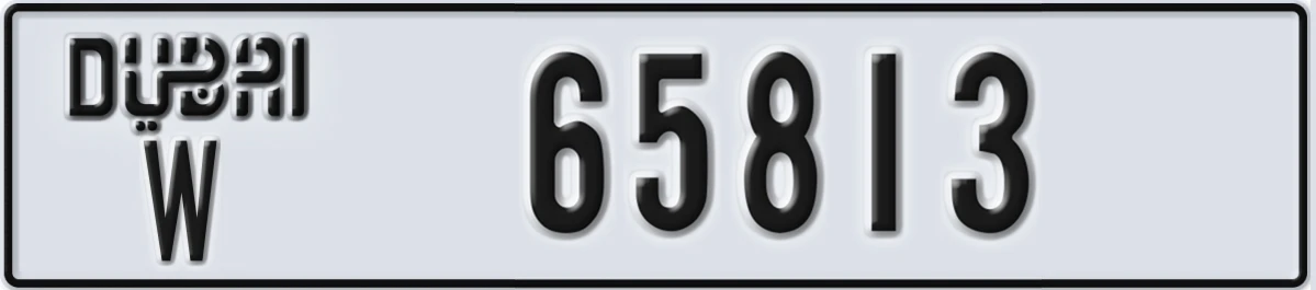 UAE License Plate Dubai W 65813