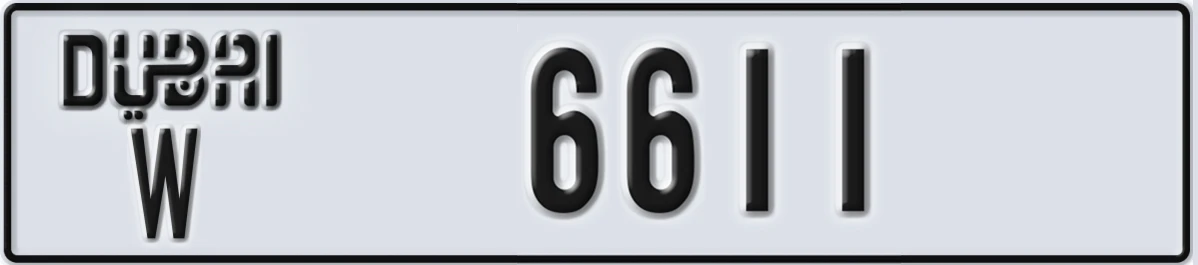 UAE License Plate Dubai W 6611