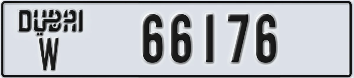 UAE License Plate Dubai W 66176