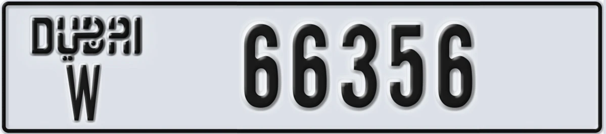 UAE License Plate Dubai W 66356