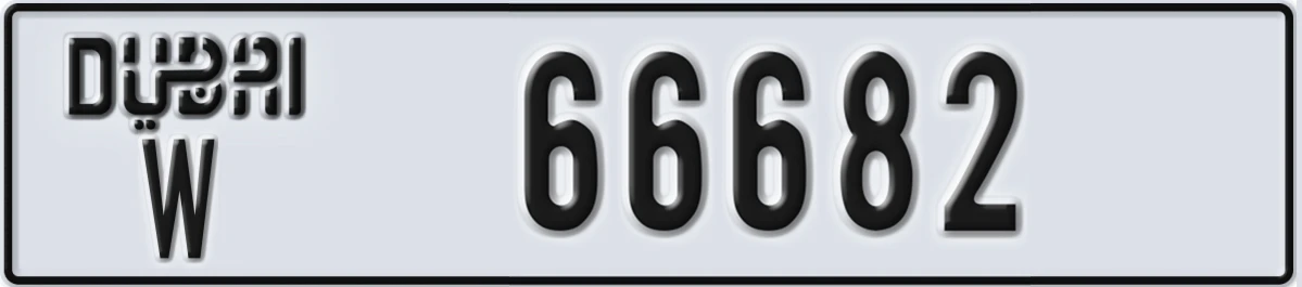 UAE License Plate Dubai W 66682
