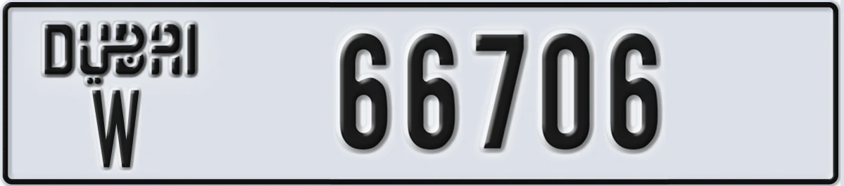 UAE License Plate Dubai W 66706