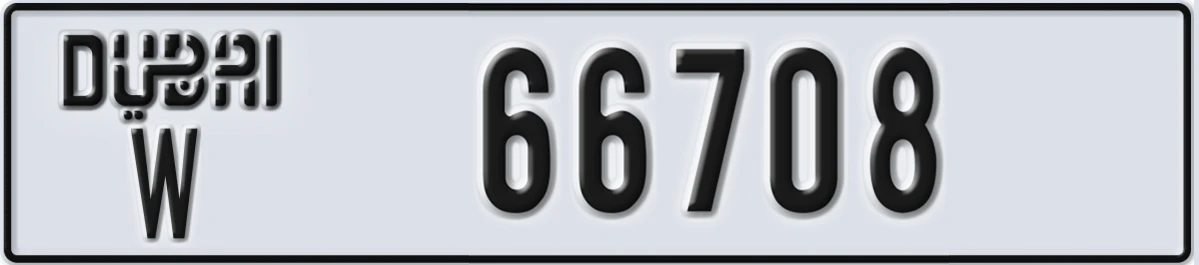 UAE License Plate Dubai W 66708
