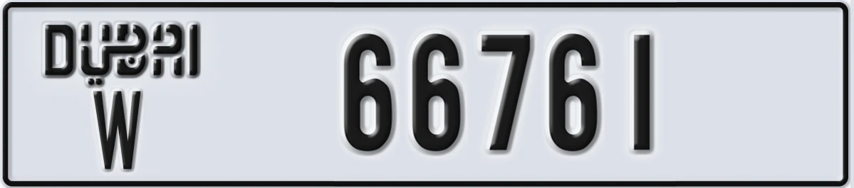 UAE License Plate Dubai W 66761
